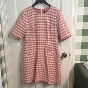 NWT J. Crew Pink and White Plaid Mini Dress Size 14